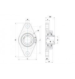 SUPPORTO FORO 20 FLANGIA OVALE SBFD204 ISB