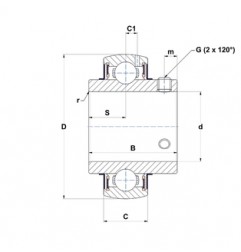 CUSCINETTO 25X52X17/34 PER SUPPORTO YAR - SUC205 INOX ISB