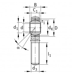 TESTA A SNODO 20X1,5 SENZA FORO DI LUBRIFICAZIONE TSM20C INOX ISB