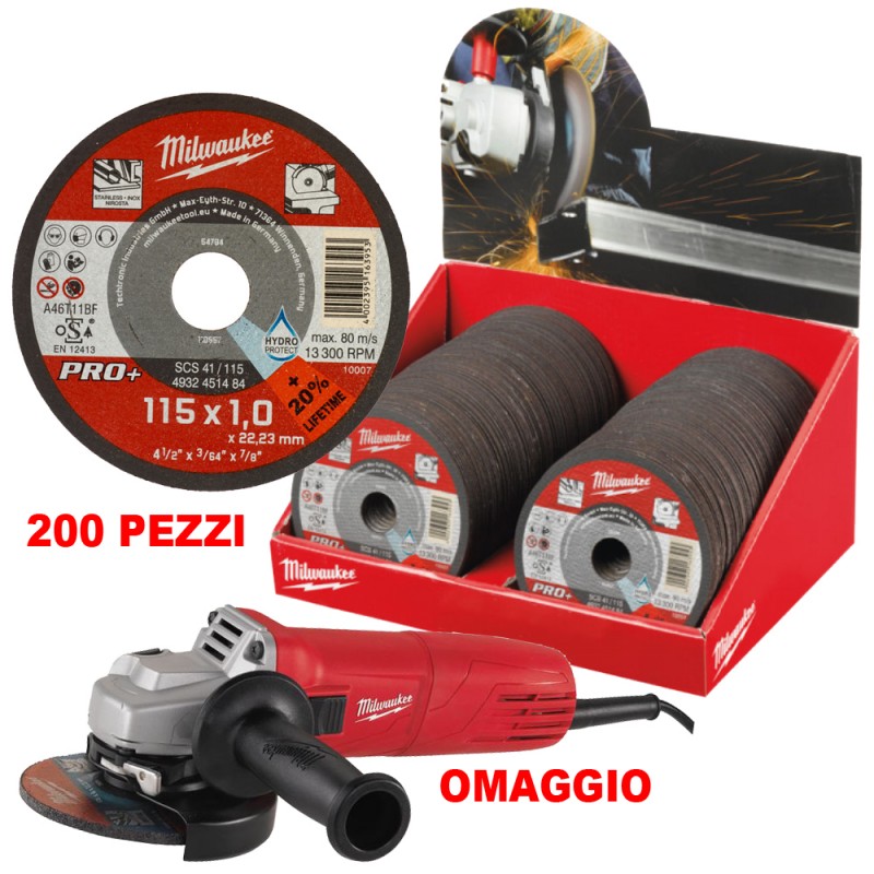 200 DISCHI DA TAGLIO 115X1 PRO+ PER METALLI + SMERIGLIA AG10-115EK 4932451485