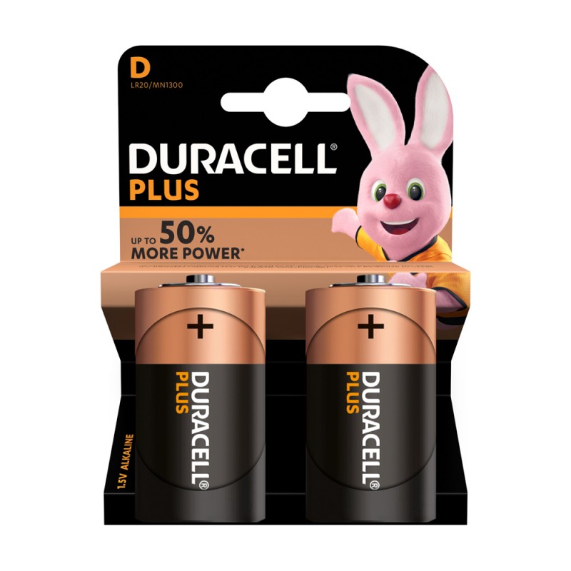 BATTERIA DURACELL PLUS MEZZA TORCIA D ALCALINE 2PZ LR20