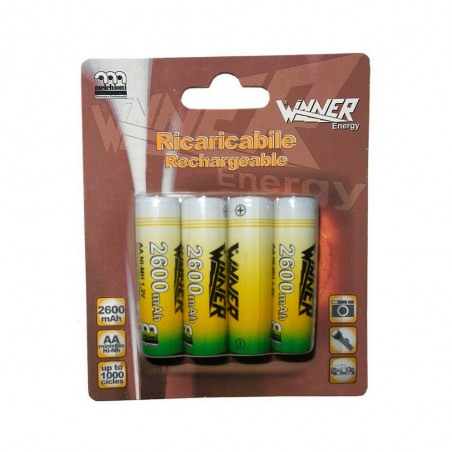 BATTERIA RICARICABILE STILO AA 2600mAh 4 PZ MKC