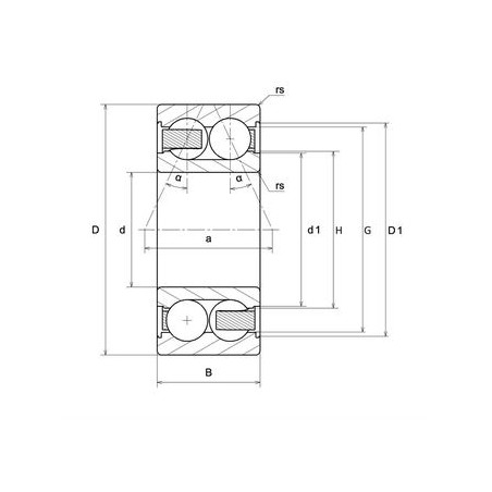 CUSCINETTO 40X90X36.5 2 CORONE DI SFERE CONTATTO OBLIQUO 5308 C3 NTN