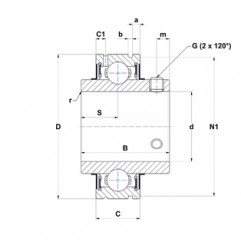 CUSCINETTO 40X80X21/49.2 PER SUPPORTO YAR - UC208-108D1W3 NTN