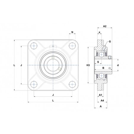 SUPPORTO FORO 35 FLANGIA QUADRA UCFS307D1 NTN