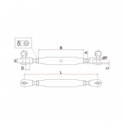 TENDITORE M12 A DUE FORCELLE CON CANAULA A TUBO INOX AISI 316 8210/M12