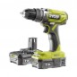 TRAPANO AVVITATORE 18V 2 VEL. COPPIA MAX 40NM + 2 BATT. 1.5Ah RYOBI R18PD2-215G