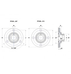 SUPPORTO FORO 45 FLANGIA TONDA ESPF209G2 SNR