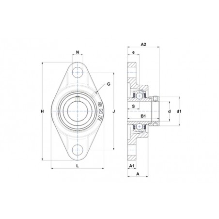 SUPPORTO FORO 50 FLANGIA OVALE EXFL208 SNR