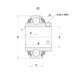 CUSCINETTO 30X62X19/38.1 PER SUPPORTO YAR - UC206L3 SNR