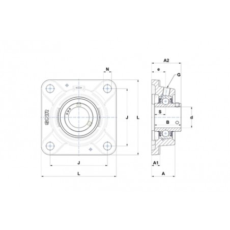 SUPPORTO FORO 20 FLANGIA QUADRA UCFE204 SNR