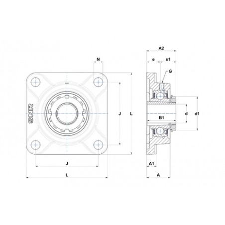 SUPPORTO FORO 50 FLANGIA QUADRA CON BUSSOLA UKF210H SNR