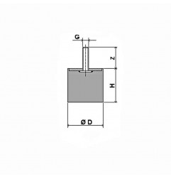 ANTIVIBRANTE CILINDRICO 25X15 PIEDINO M6X18 MASCHIO