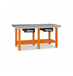 BANCO DA LAVORO C/PIANO IN METALLO 2000X640 C2 CASSETTI ORANGE C56-O