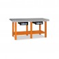 BANCO DA LAVORO C/PIANO IN METALLO 2000X640 C2 CASSETTI ORANGE C56-O