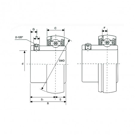 CUSCINETTO 25X52X27 PER SUPPORTO US - YAT - SB205 ISB