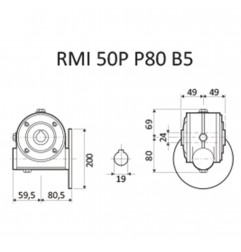 RIDUTTORE VITE SENZA FINE RMI 50 P 1/15 C/GIUNTO PAM 80 B5 FORO 25 LUBR. STM