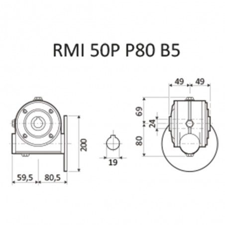 RIDUTTORE VITE SENZA FINE RMI 50 P 1/15 C/GIUNTO PAM 80 B5 FORO 25 LUBR. STM