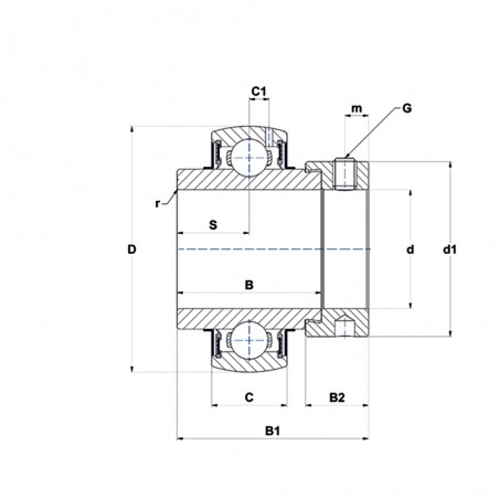 CUSCINETTO 42,9X100X30/58,7 PER SUPPORTO YEL - UEL - EX309-27G2 SNR