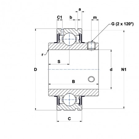 CUSCINETTO 19.05X47X17/31  - CUC204-12 SNR