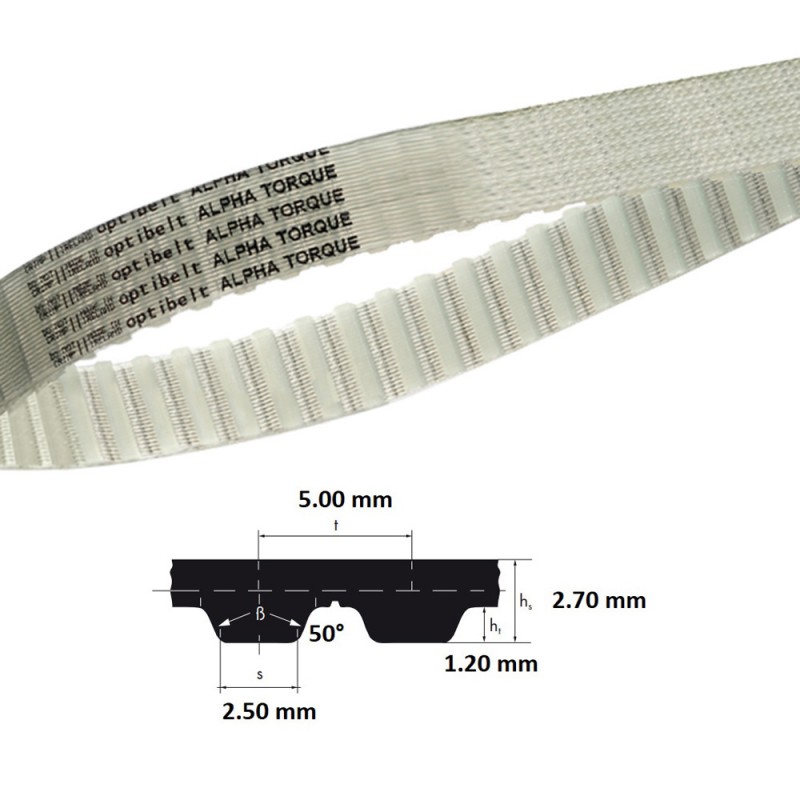 MANICOTTO DENTATO 600 AT5 ST POLIURETANO SH86 ALPHA TORQUE (PREZZO AL MM) OPTI