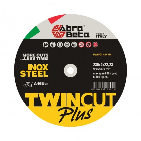 DISCO 230X2X22,3 INOX/ACCIAIO DA TAGLIO CENTRO PIANO TWINCUT PLUS A46U