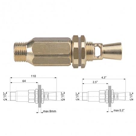 AGITATORE IDRAULICO OTTONE 1/2" M 004500