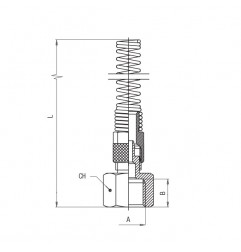 RACCORDO DIRITTO 1/4 FEMMINA TUBO 8X6 CON DADO E MOLLA