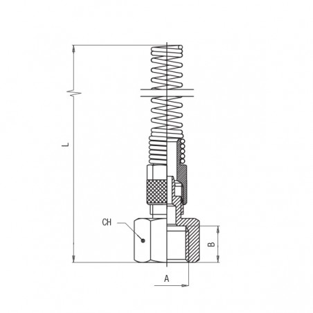 RACCORDO DIRITTO 1/4 FEMMINA TUBO 8X6 CON DADO E MOLLA