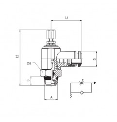 REGOLATORE ORIENTABILE 1/2XT12 X CILINDRO UNID. MANUALE IN TECNOPOLIMERO