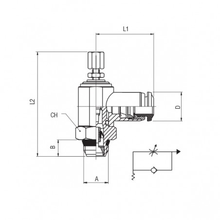 REGOLATORE ORIENTABILE 1/2XT12 X CILINDRO UNID. MANUALE IN TECNOPOLIMERO